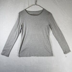 Gray‎ Talbots Petite Small Long Sleeve Top Womens Casual Shirt